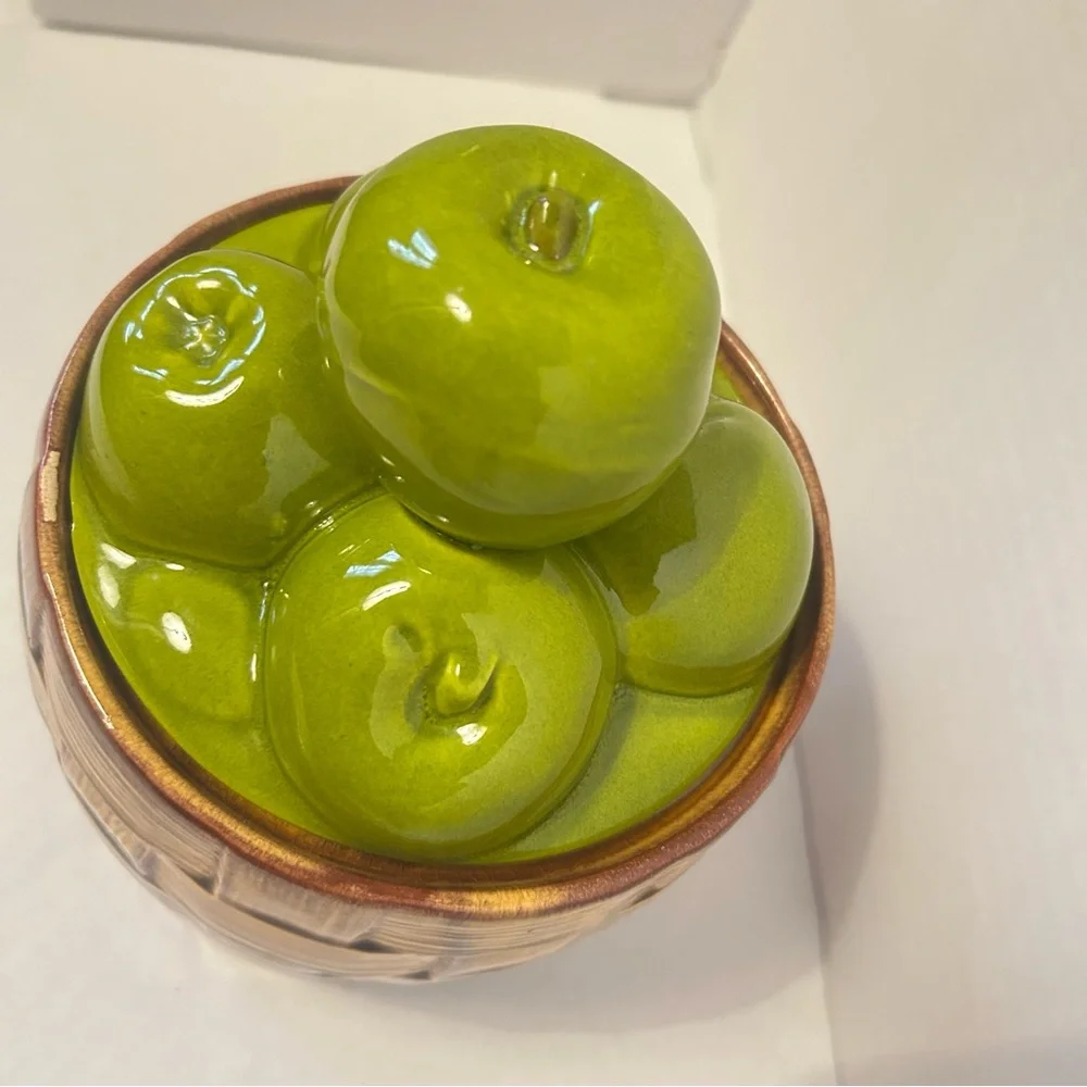 1950's Doranne of California Large Canister Cookie Jar- Green Apples